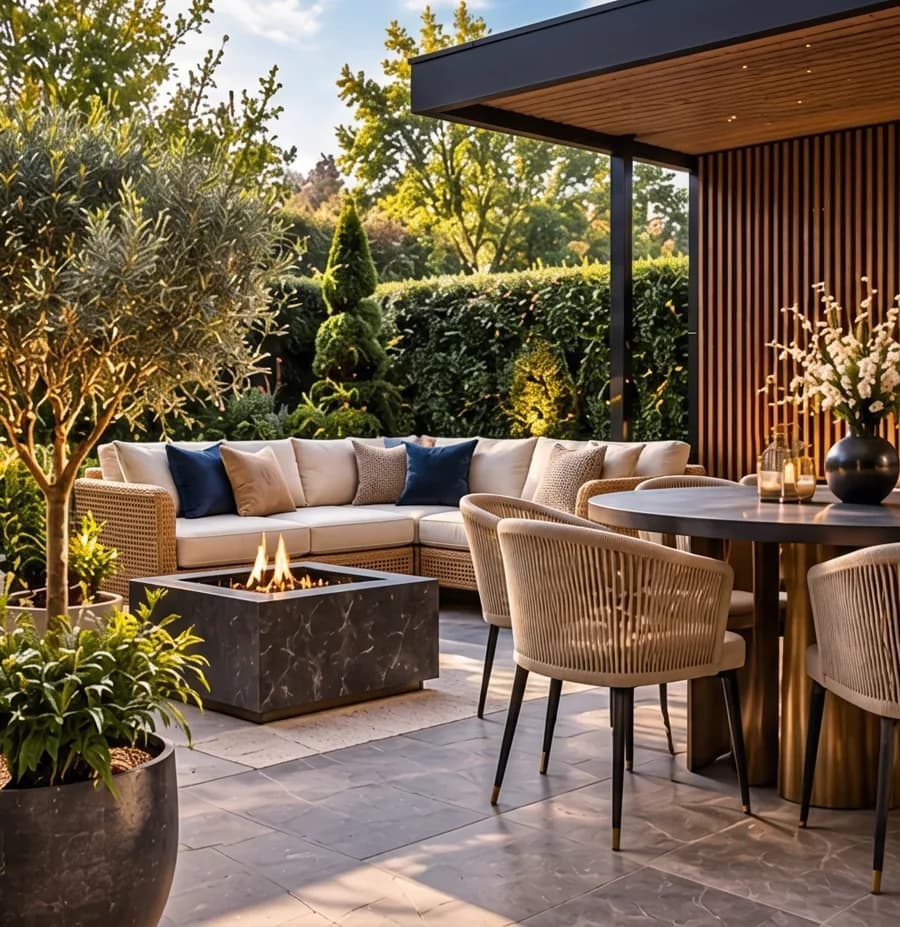 Tuin in Ibiza-sfeer met rotan