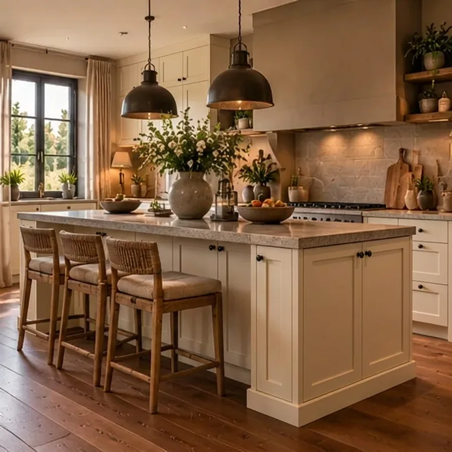 Landelijke keuken met fronten in roomwit