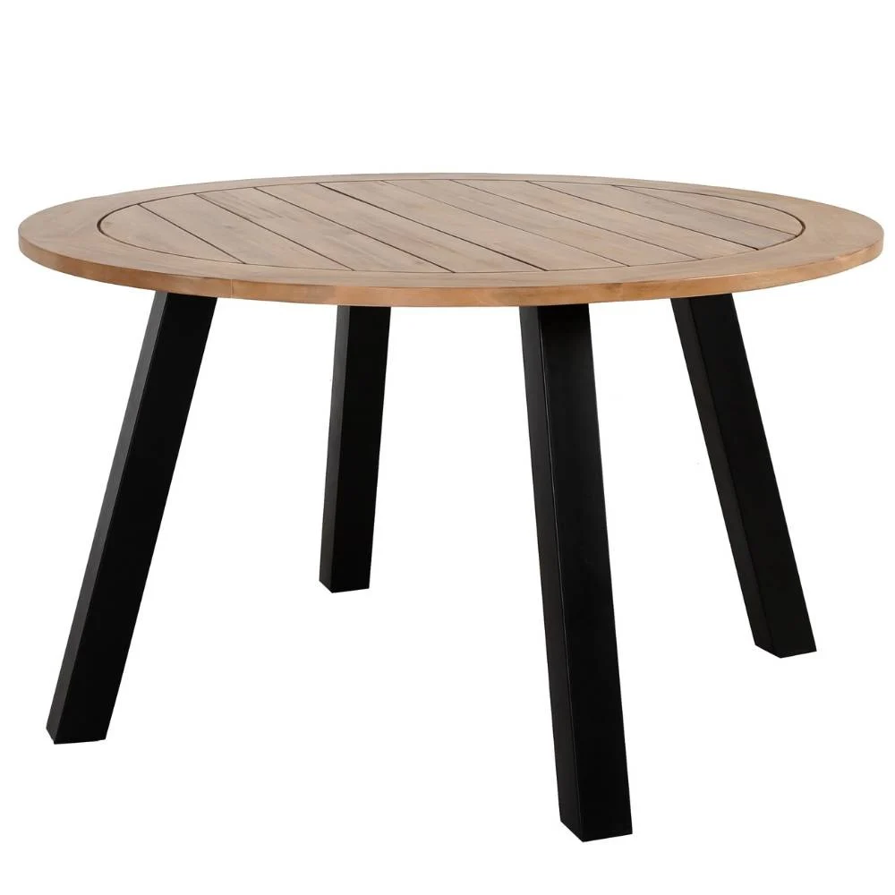 Cork dining tuintafel 4 personen | hardhout + staal | teaklook | Ø130cm rond