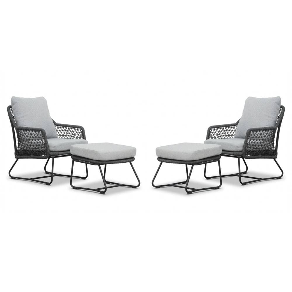 Gianna lounge balkonset 2 personen | touw + aluminium | Stone Grey | 4-delig
