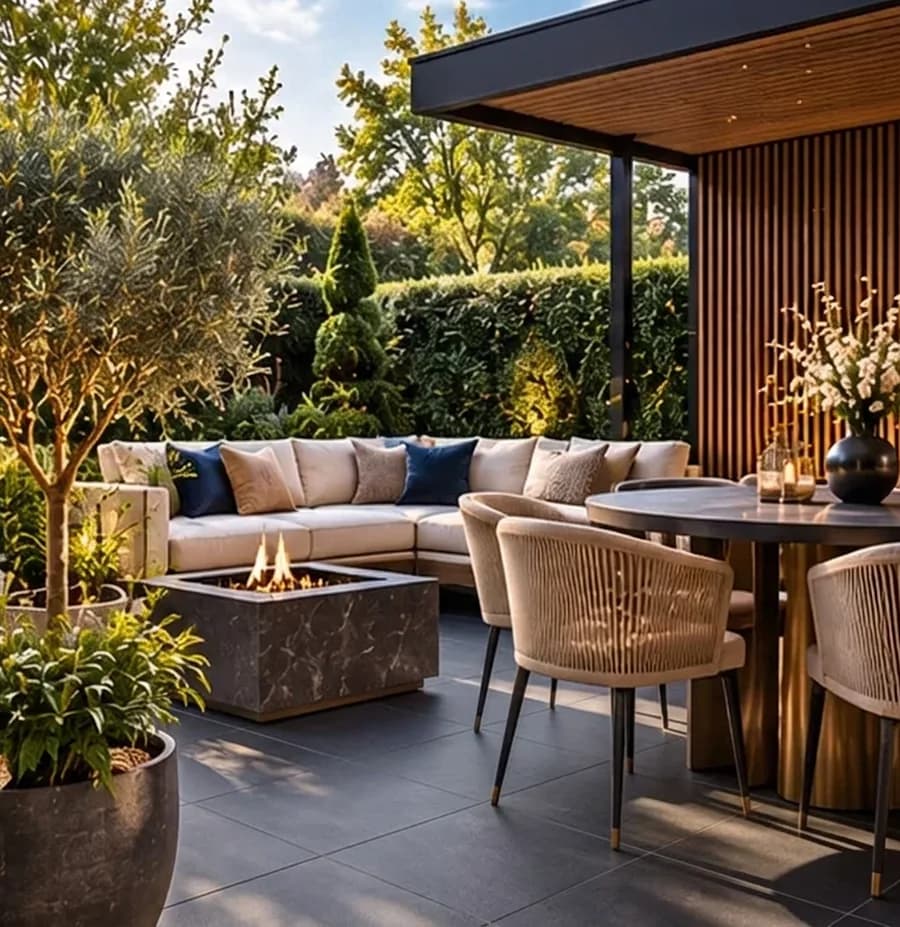 Onderhoudsvriendelijke tuin met antraciet
