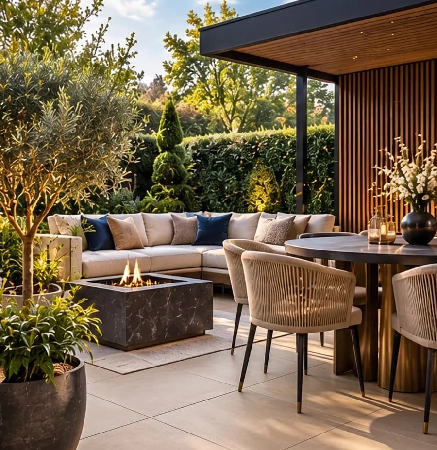 Onderhoudsvriendelijke tuin met zandbeige