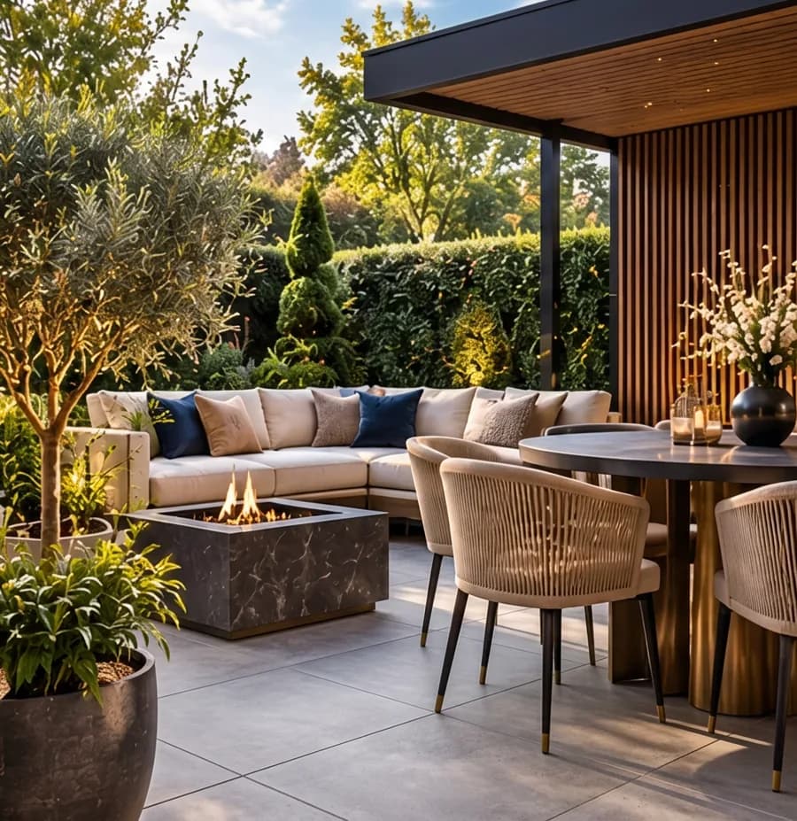 Onderhoudsvriendelijke tuin met betonlook