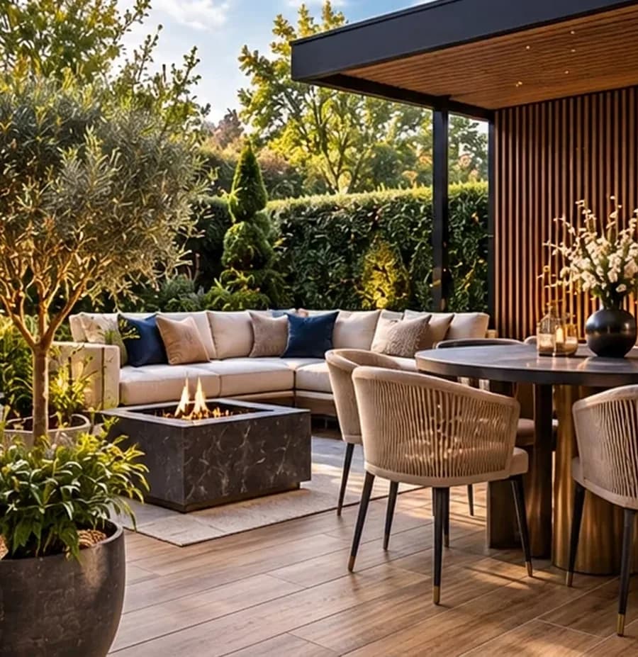 Onderhoudsvriendelijke tuin met houtlook