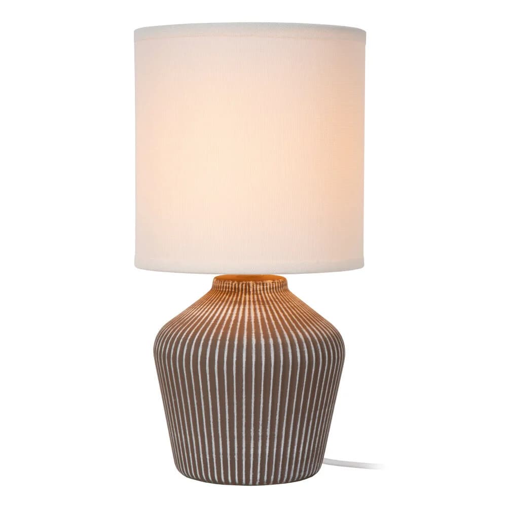 Lucide FILIZ - Tafellamp - Ø 16 cm - 1xE14 - Taupe - Essential