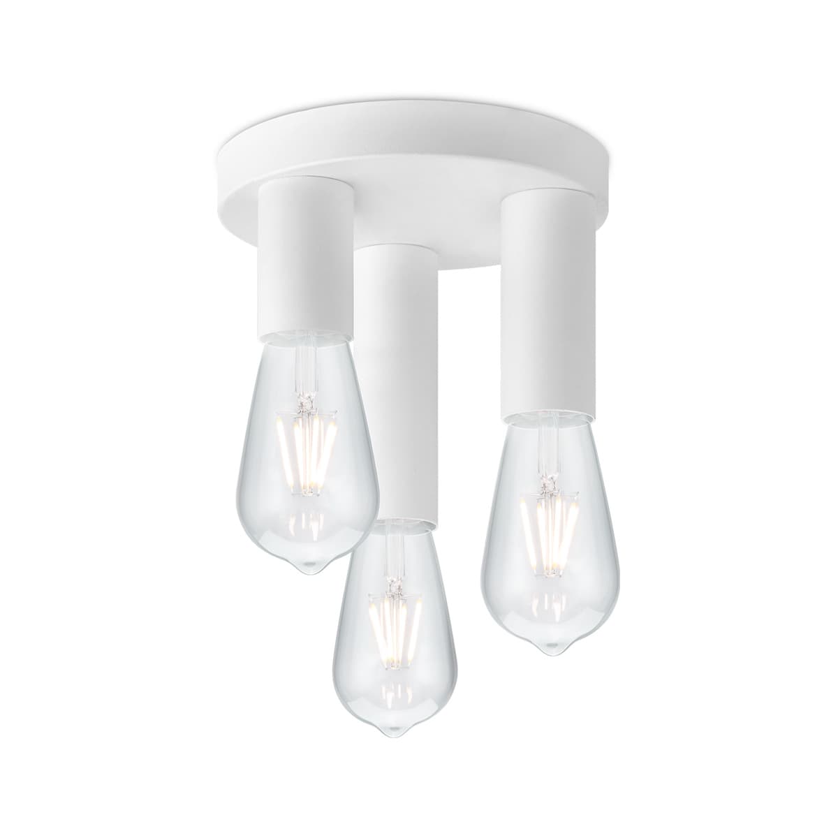 Moderne LED Plafondlamp Marna - Wit - Rond - 19/19/16.5cm - geschikt voor E27 fitting - 3 lichts Plafondlamp gemaakt van metaal