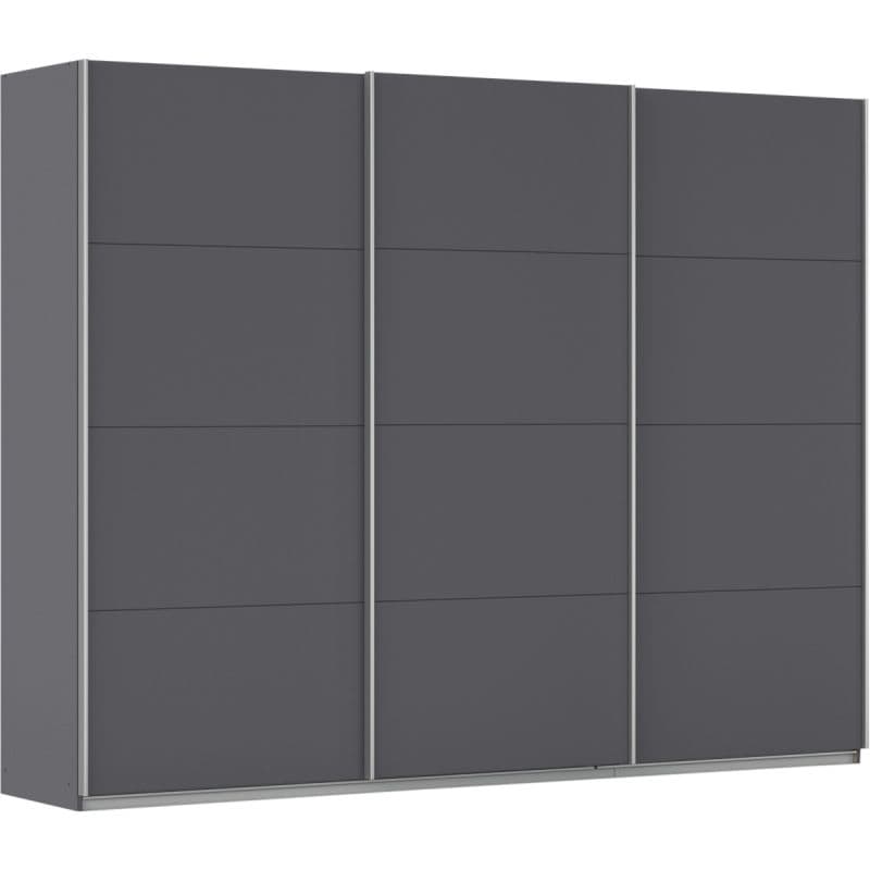 Kledingkast Kick 271 x 210 cm Grijs metallic met aluminiumkleur greeplijst